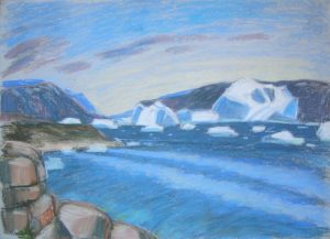 Saqquaq, Disko-Bucht, Grönland, Pastellzeichnung. (c)kerstin heymach
