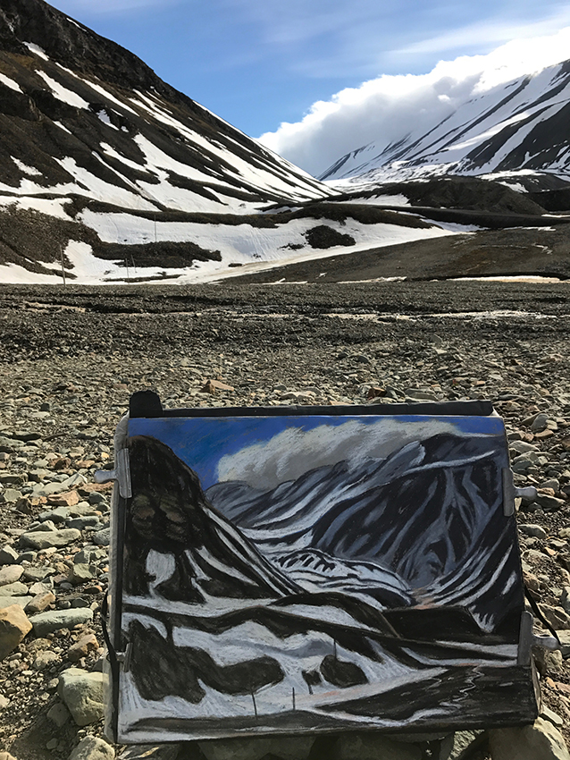Schneeschmelze Nybien-Longyearbyen Arktis-Pastell(c)Kerstin Heymach