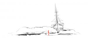 Fritjof Nansen driftet mit em Holzschiff Fram über die Polkappe
