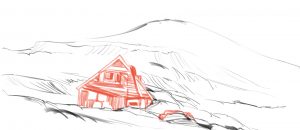 Eine Lawine in Longyearbyen begräbt ein Haus.