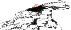 Forschungsschiff Polarstern ankert an der Eisscholle